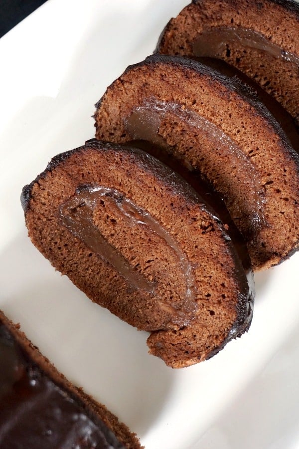 2 slices of Chocolate Cake Roll