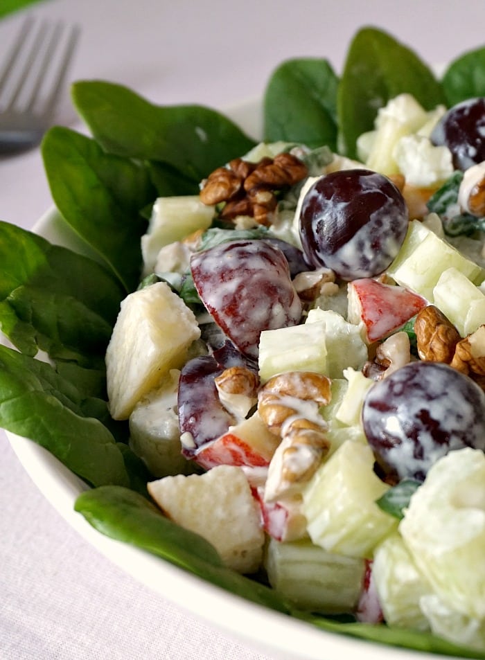 Close-up shot of a walforf salad