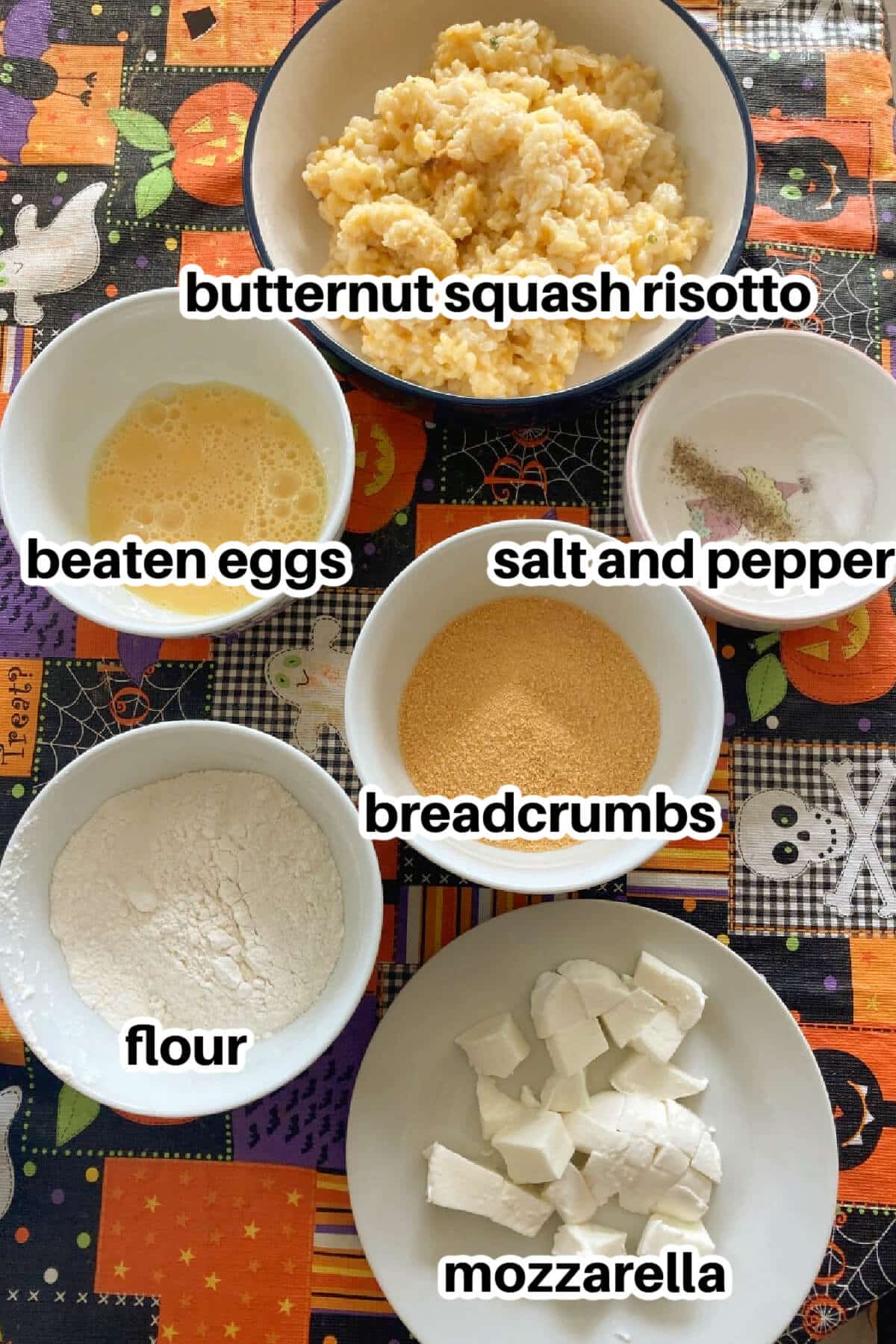 Ingredients needed to make butternut squash arancini.
