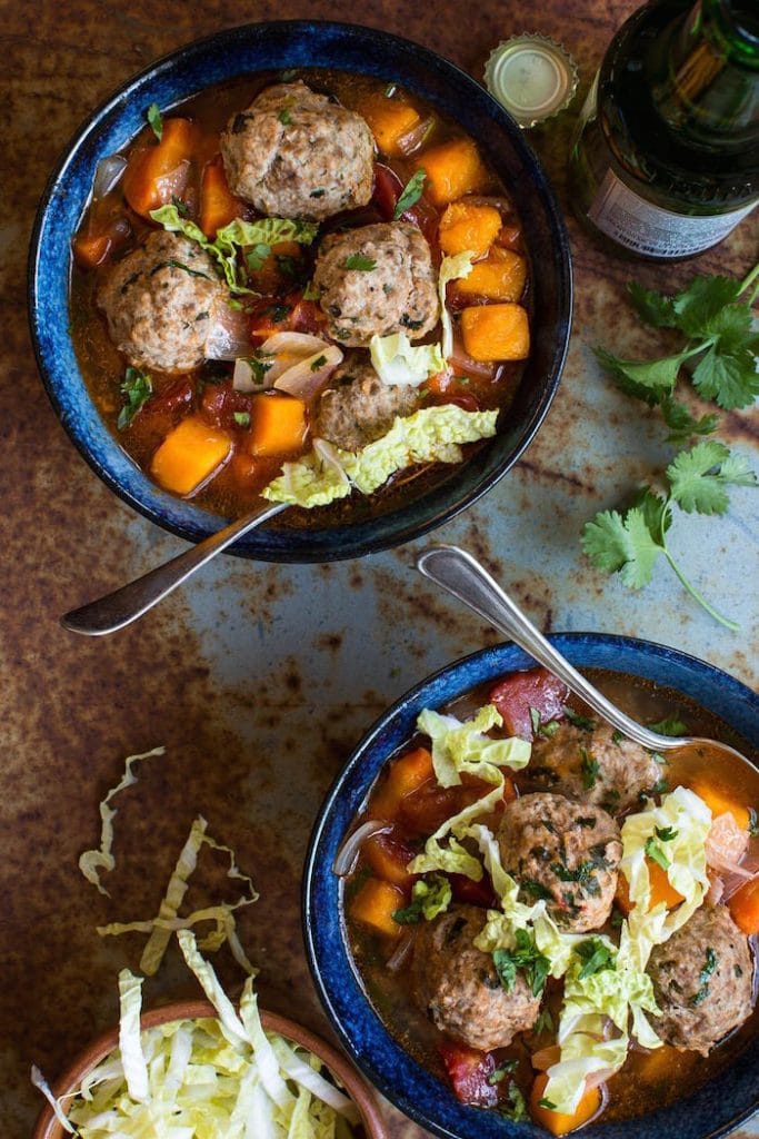 Mexican Meatball Soup with Butternut Squash.