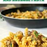 One-Pan Butternut Squash Sausage Pasta, a cheap and easy dinner recipe that can please the whole family. A delicious alternative to the good old pasta with tomato sauce.