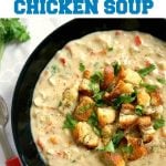 Homemade Cream of Chicken Soup, or comfort in a bowl of soup. Healthy, nutritious and delicious, ready in well under 30 minutes, this soup makes a lovely dinner anytime of the year. Beat comfort food ever, that even fussy eaters will love.