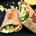 2 halves of chicken avocado wraps