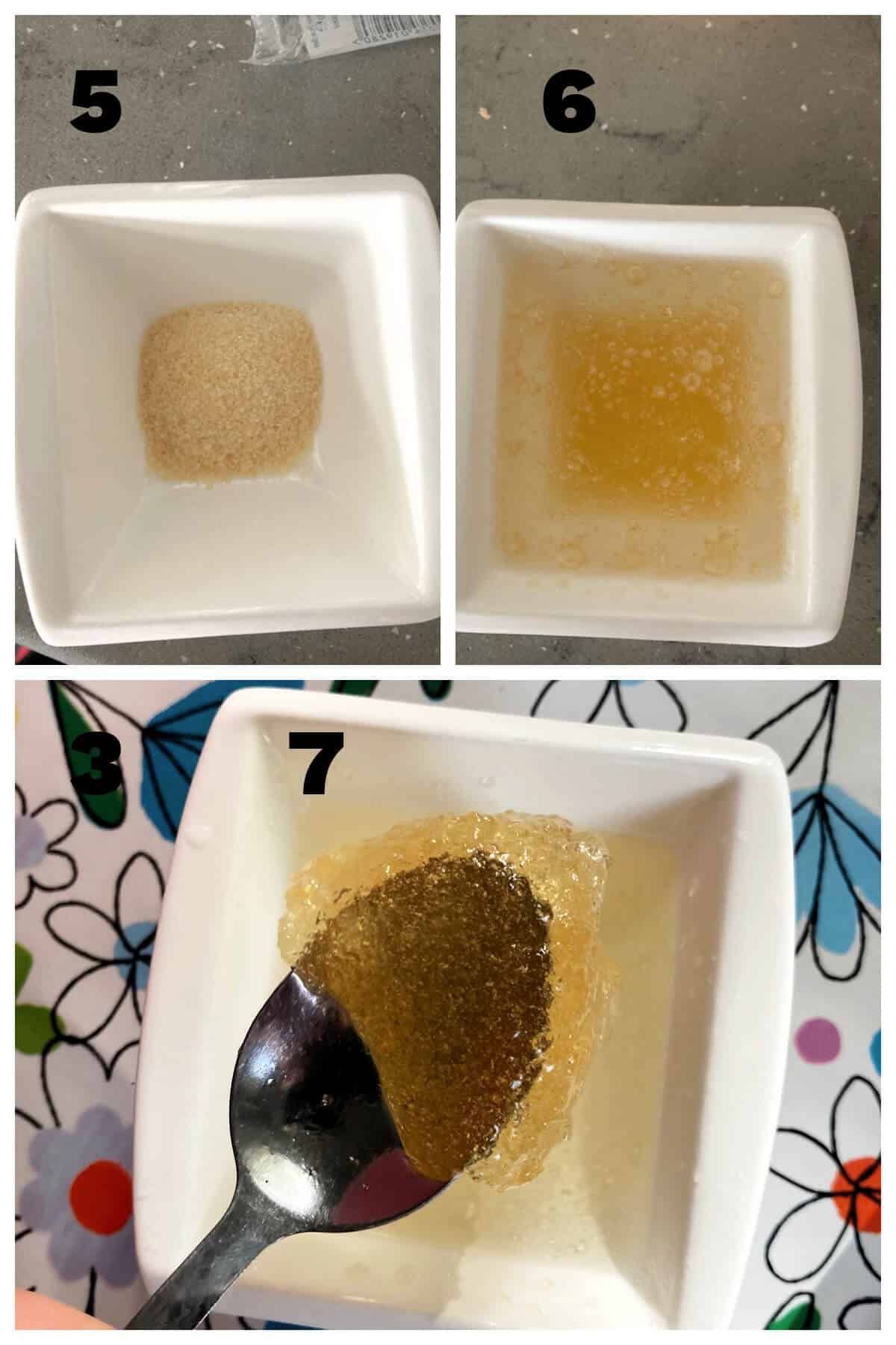 Collage of 3 photos to show how to make nutella cheesecake