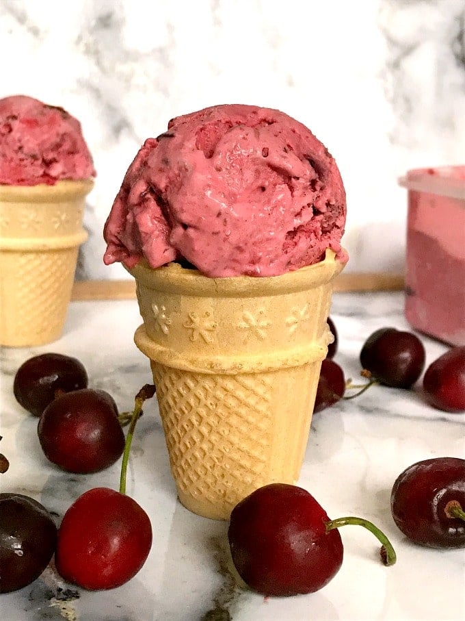 Homemade No-Churn Cherry Ice Cream Without Condensed Milk ...