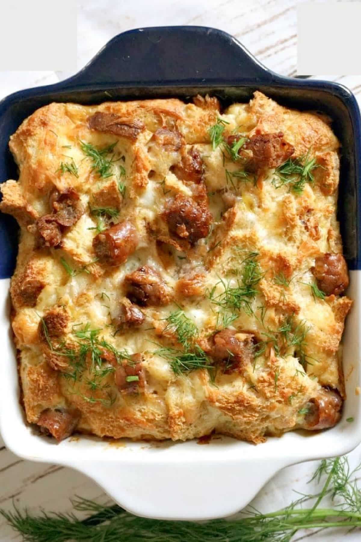 A dish with egg casserole