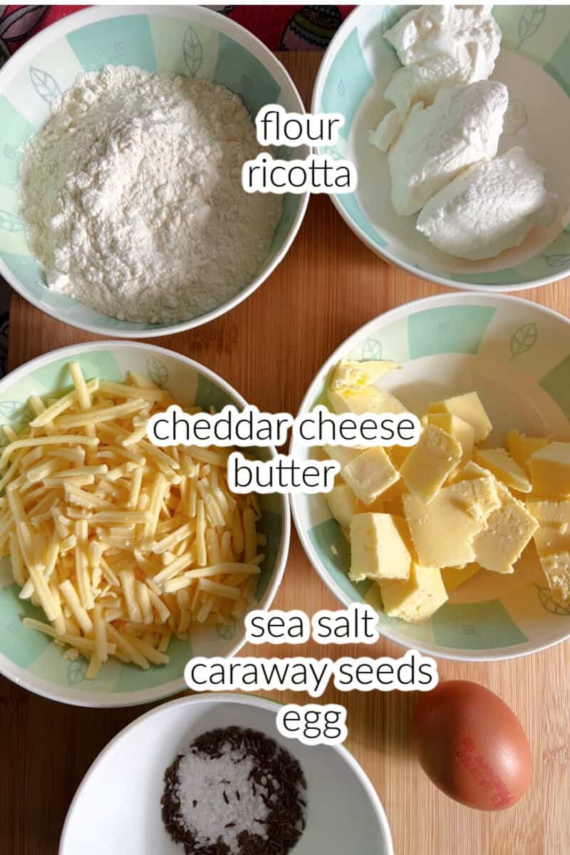 Ingredients displayed for making crackers.