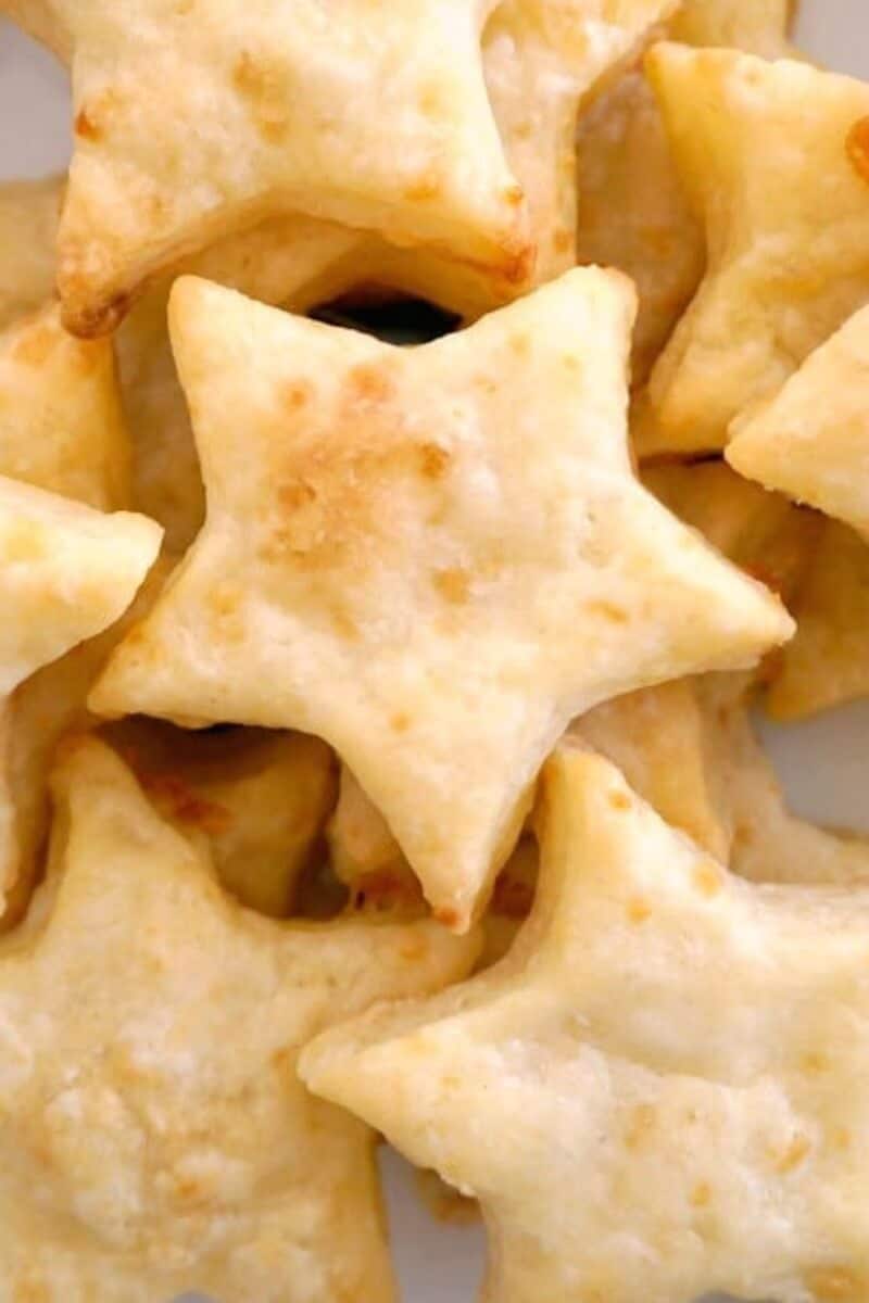 Close-up shoot of star-shaped cheese crackers.