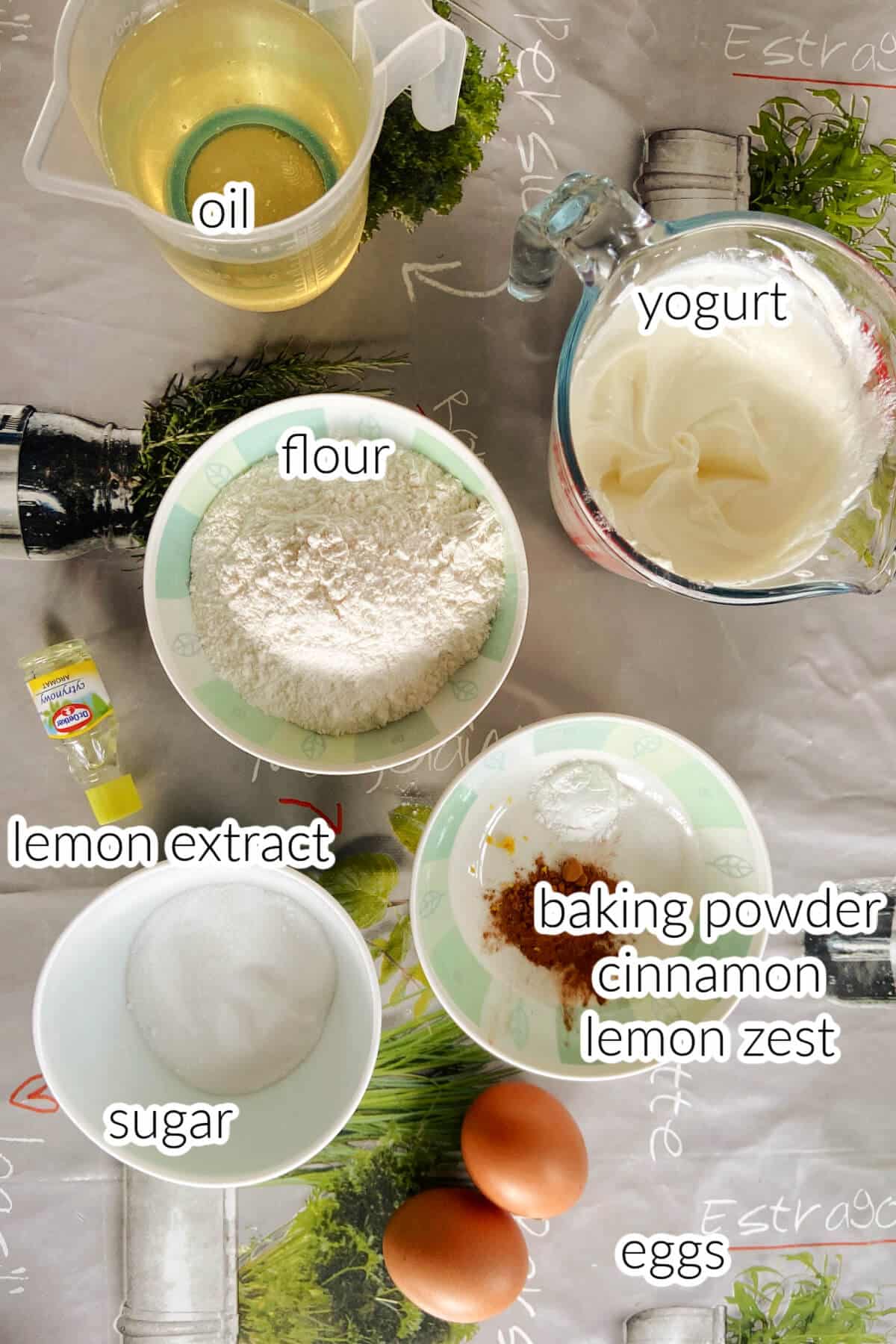 Ingredients needed to make beignets.