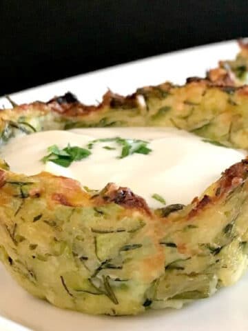 A zucchini cup filled with yogurt