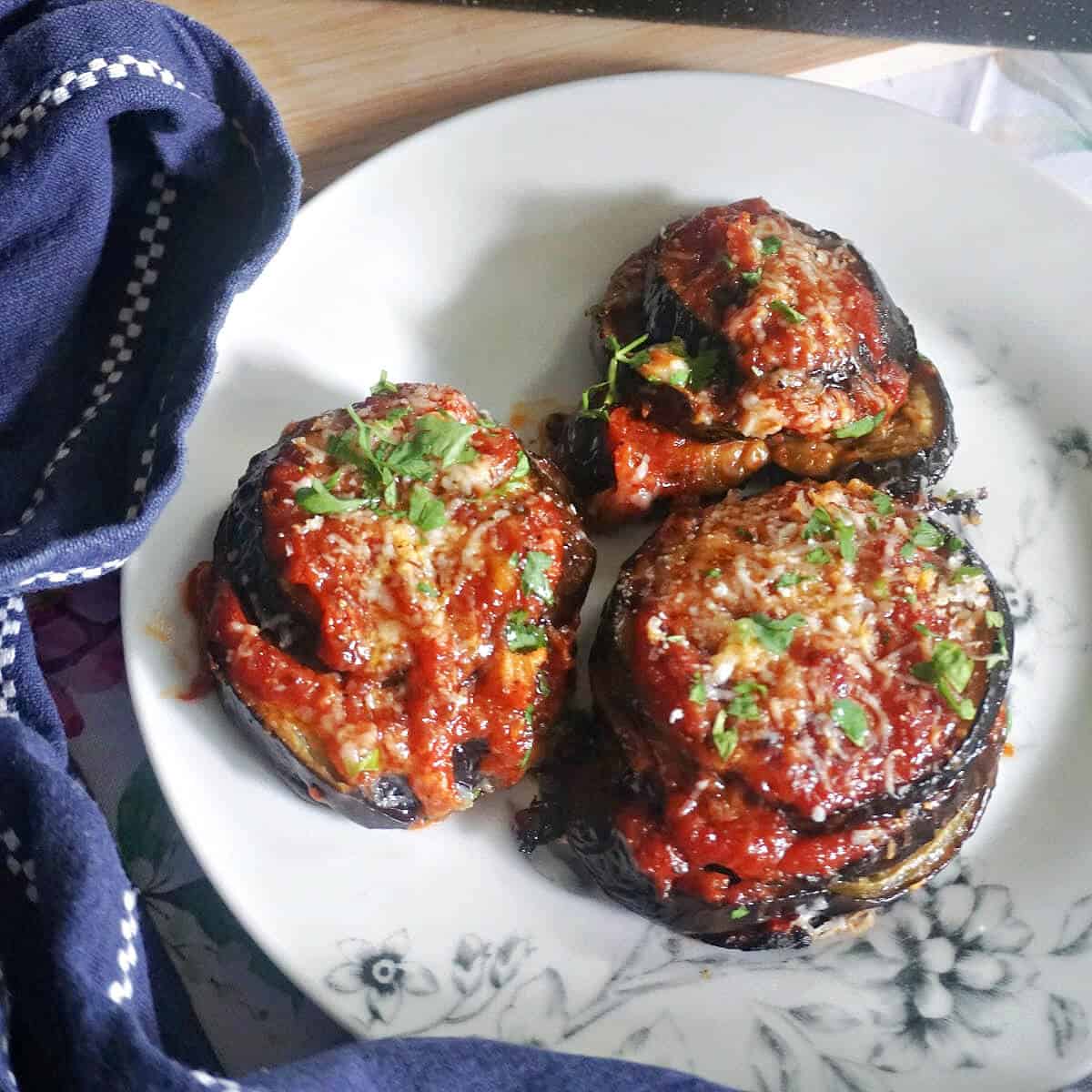 Baked Aubergine Parmesan Stacks