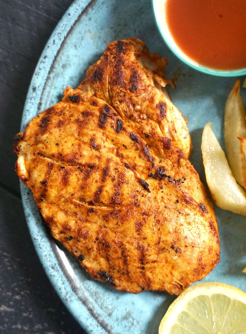 Close-up shoot of a peri peri butterfly chicken breast