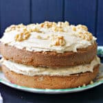 A coffee and walnut cake on a plate