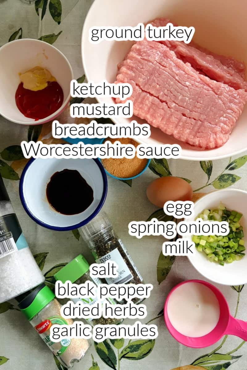 Ingredients used to make  meatloaf muffins.