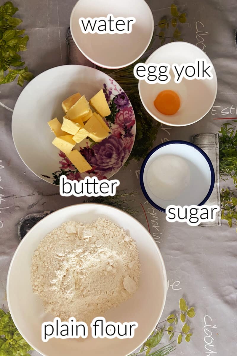 Ingredients needed to make a pie dough.