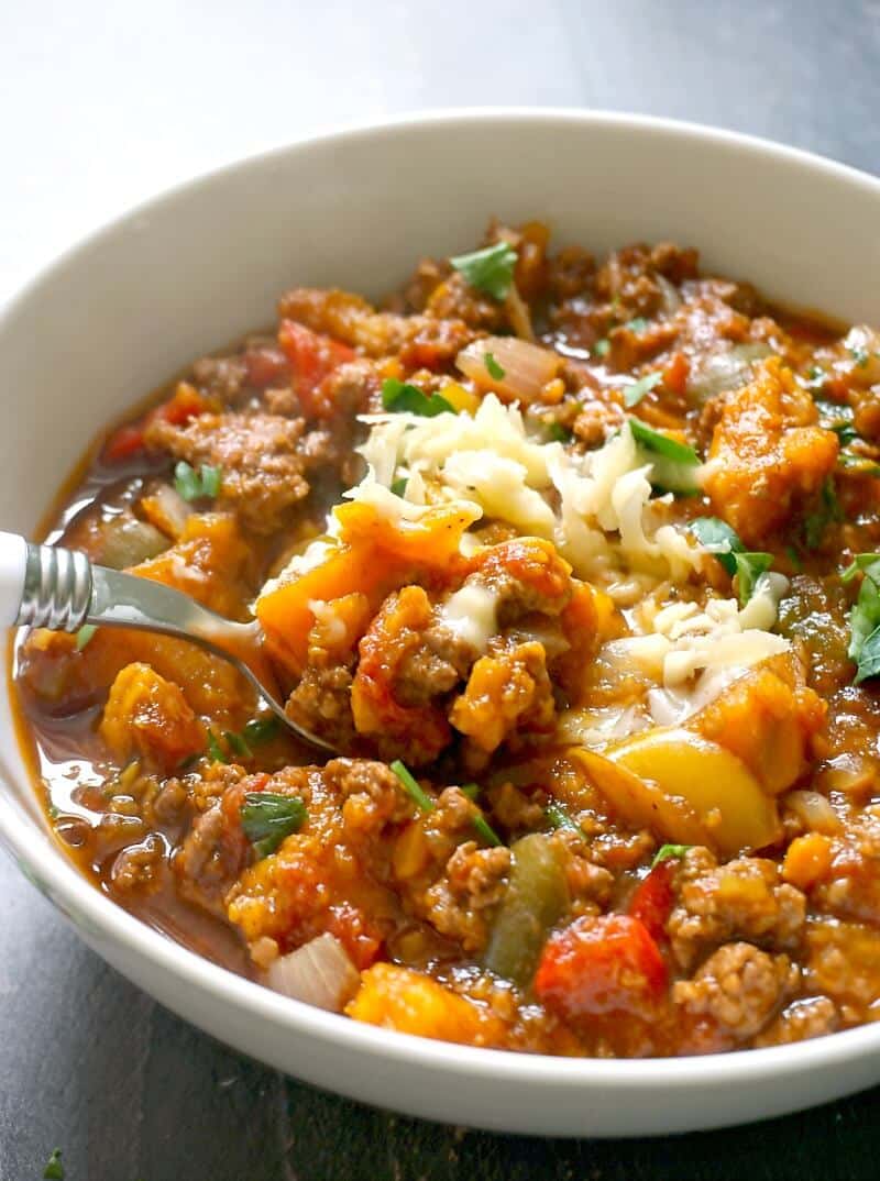 Slow Cooker Ground Beef and Sweet Potato Chili My