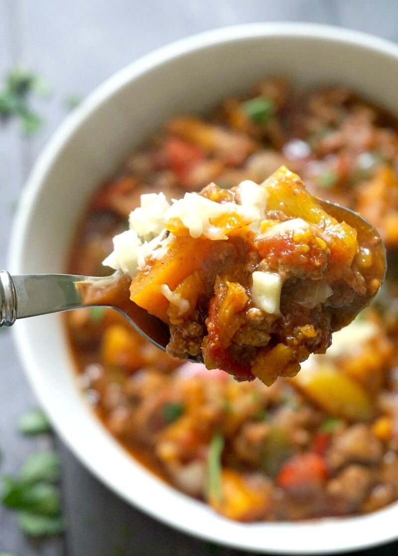 Slow Cooker Ground Beef and Sweet Potato Chili My
