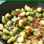 Pan-Fried Brussel Sprouts with Bacon, Garlic and Parmesan, a quick and easy way of cooking brussels sprouts in under 10 minutes. No more boring brussels sprouts, this is a healthy and delicious side dish, perfect for your Thanksgiving or Christmas dinner menu. It's a low carb and keto side that will impress even fussy eaters. I'll show you how to cook the best crispy sprouts that are sauteed to perfection on the stove top. #brusselsprouts, #sidedish, #thanksgiving, #christmassidedish, #healthy