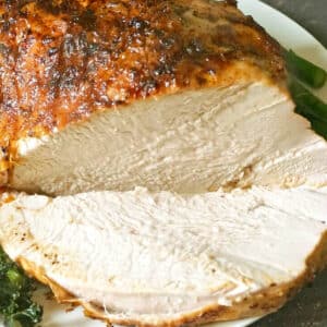 A sliced turkey crown