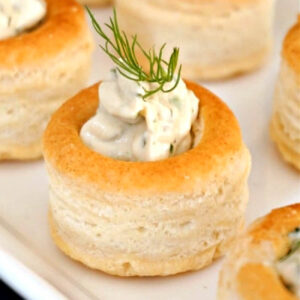 Vol-au vents filled with smoked salmon pate