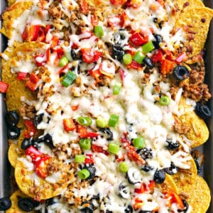 Close-up shoot of loaded nachos