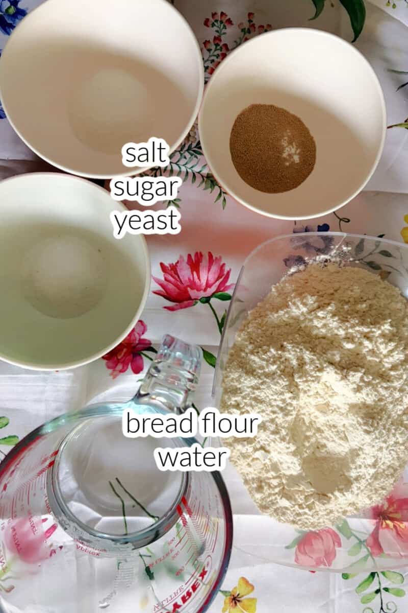 Ingredients displayed for making bread.