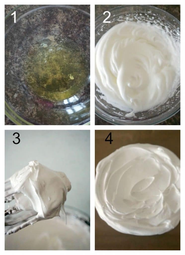 Collage of 4 photos to show how to make pavlova