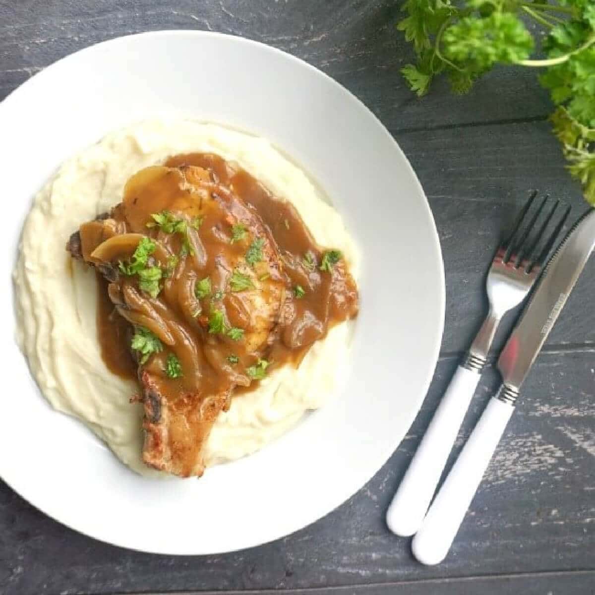 Baked Pork Chops with Onion Gravy-image