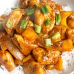 Chinese chicken over a bed of rice