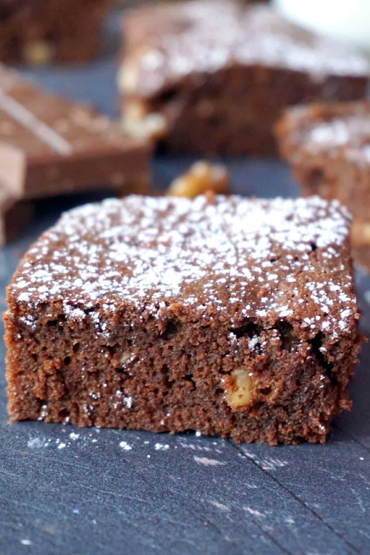 A brownie on a tabletop
