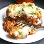 Close-up shoot of a plate with moussaka