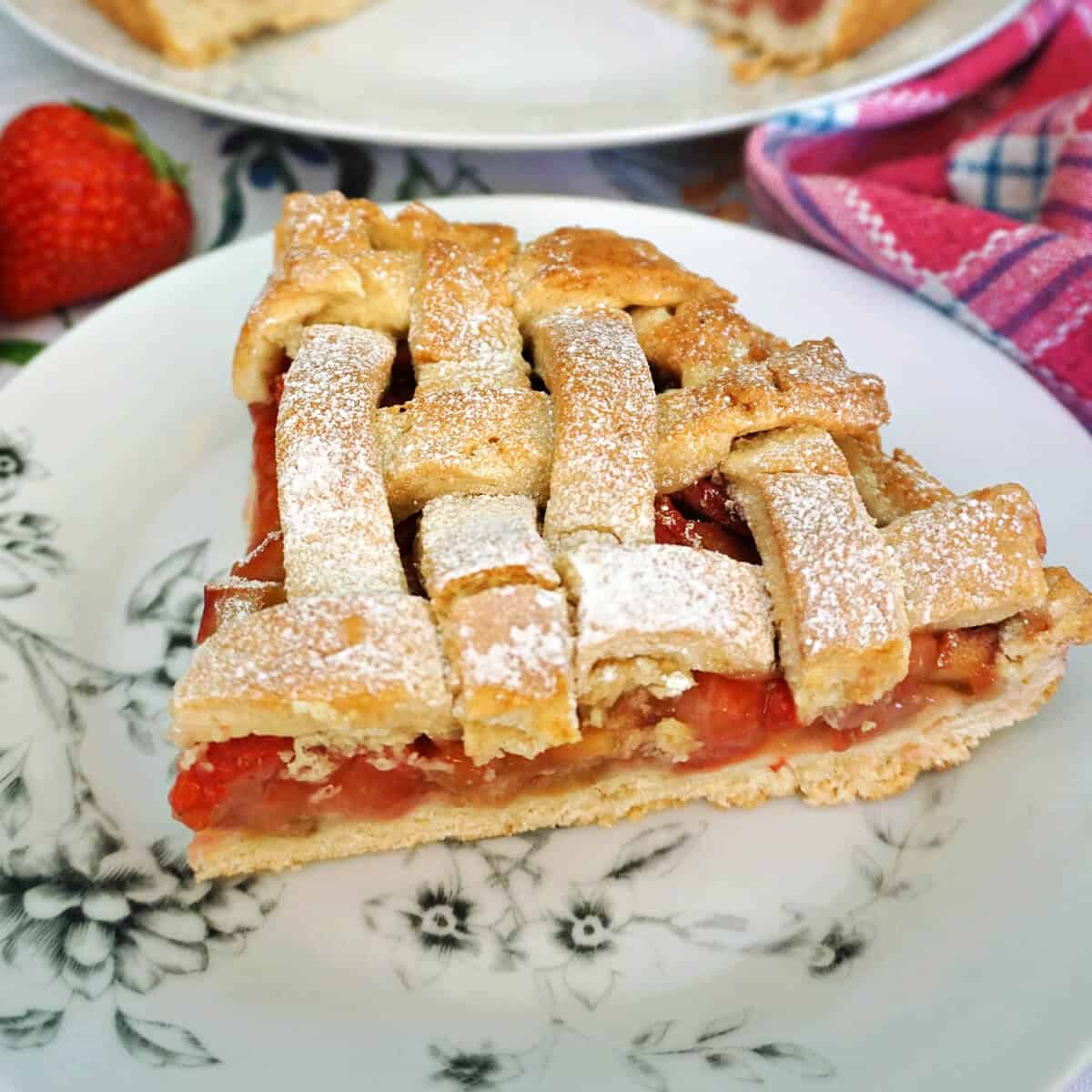 Strawberry Rhubarb Pie with Homemade Lattice Crust