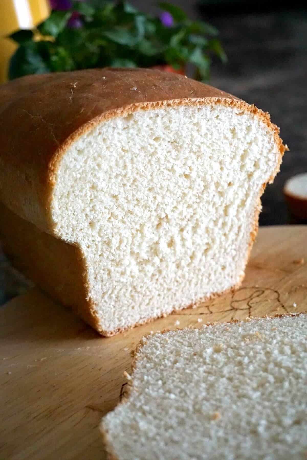 A sliced loaf of white bread.