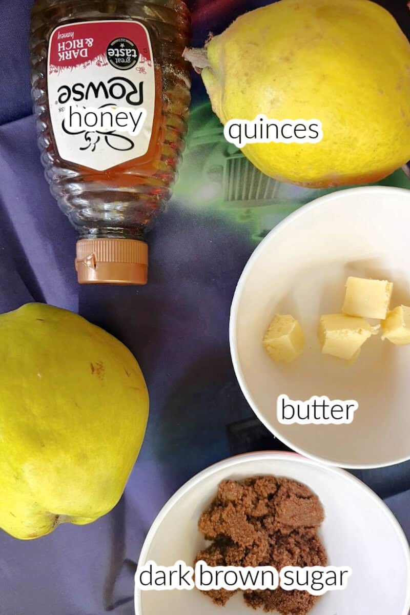Ingredients used to make baked quince.