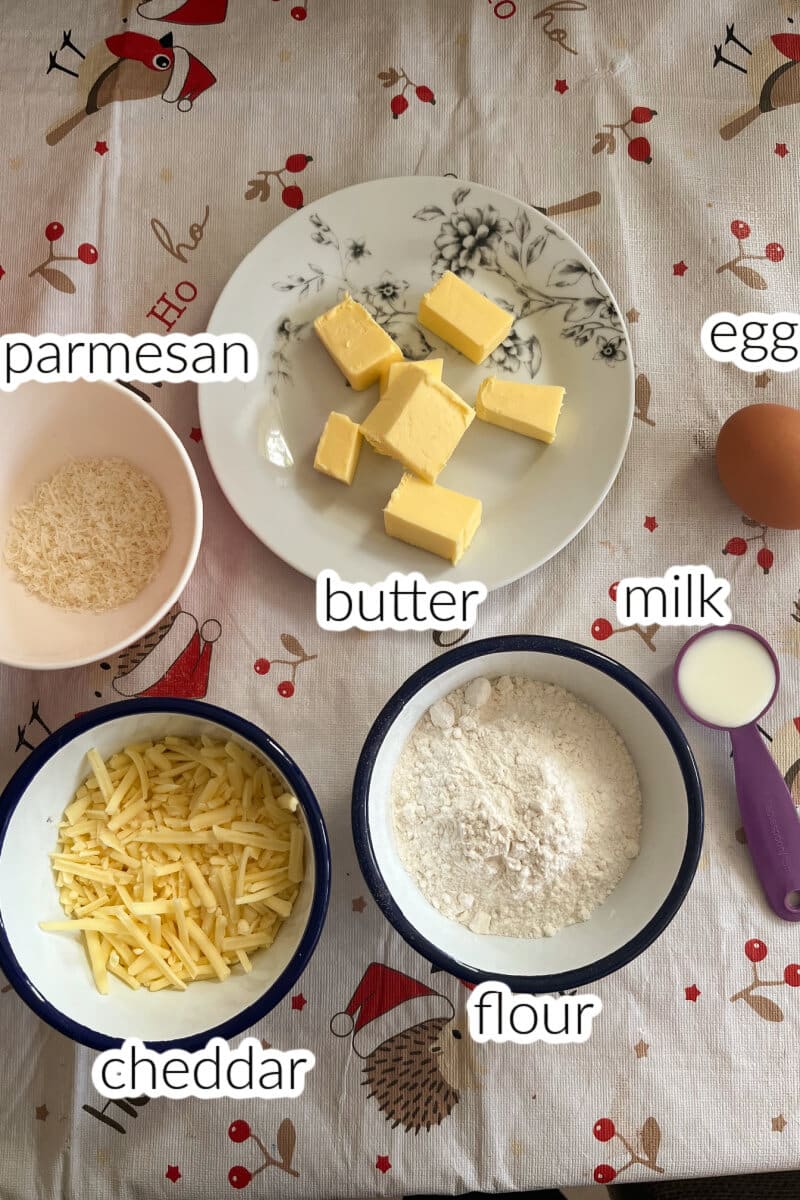 Ingredients used to make cheese twists.