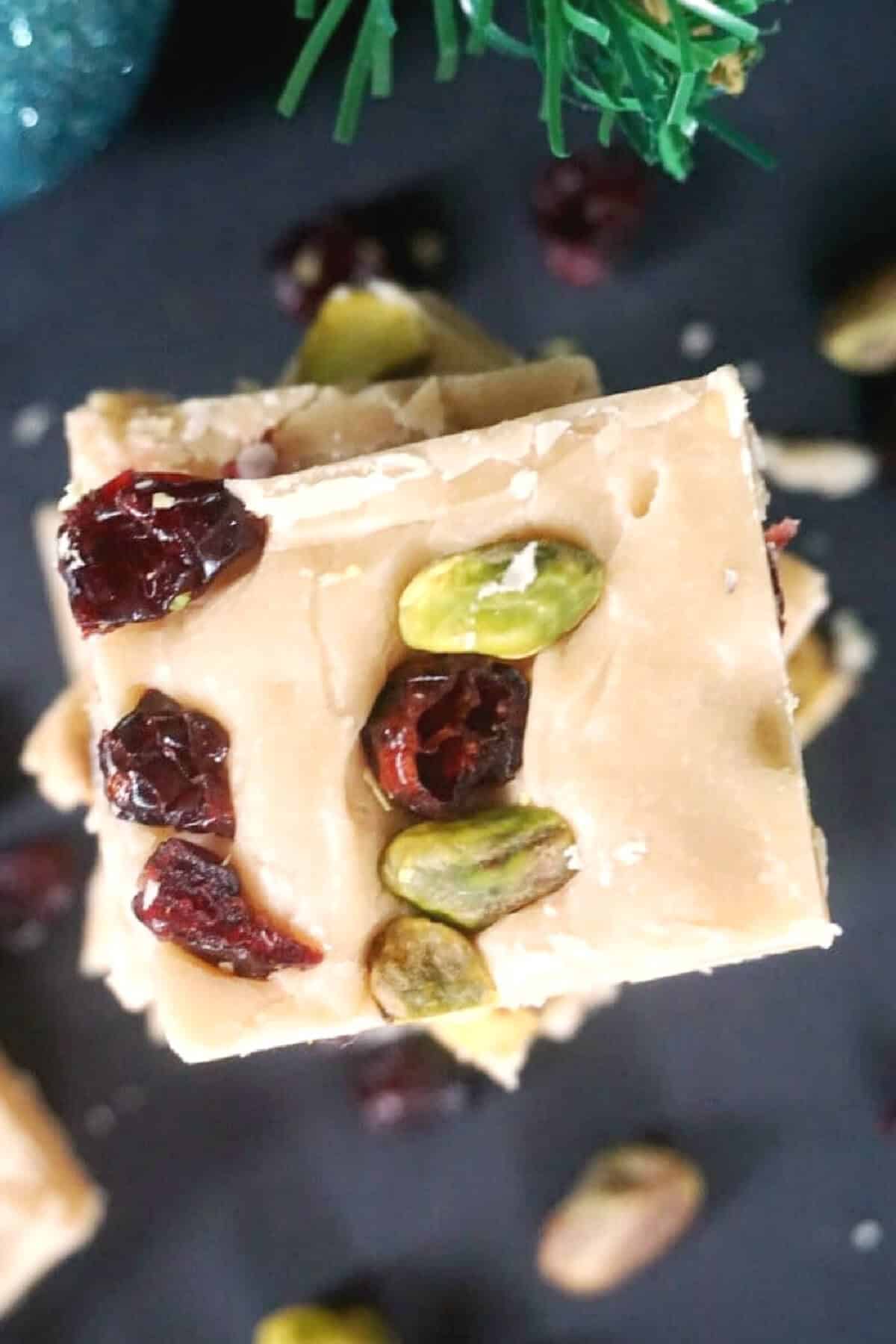 Overhead shoot of a stack of fudge.