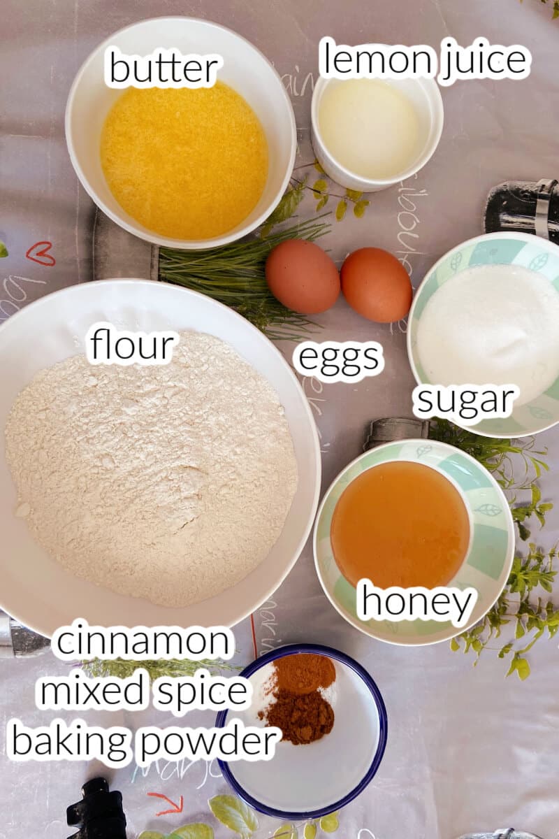 Ingredients used to make lebkuchen cookies.