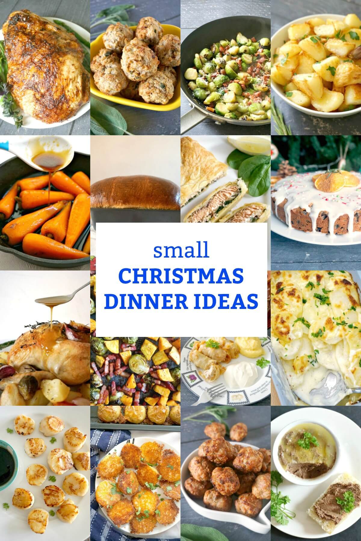 Collection of recipes for a small Christmas gathering.