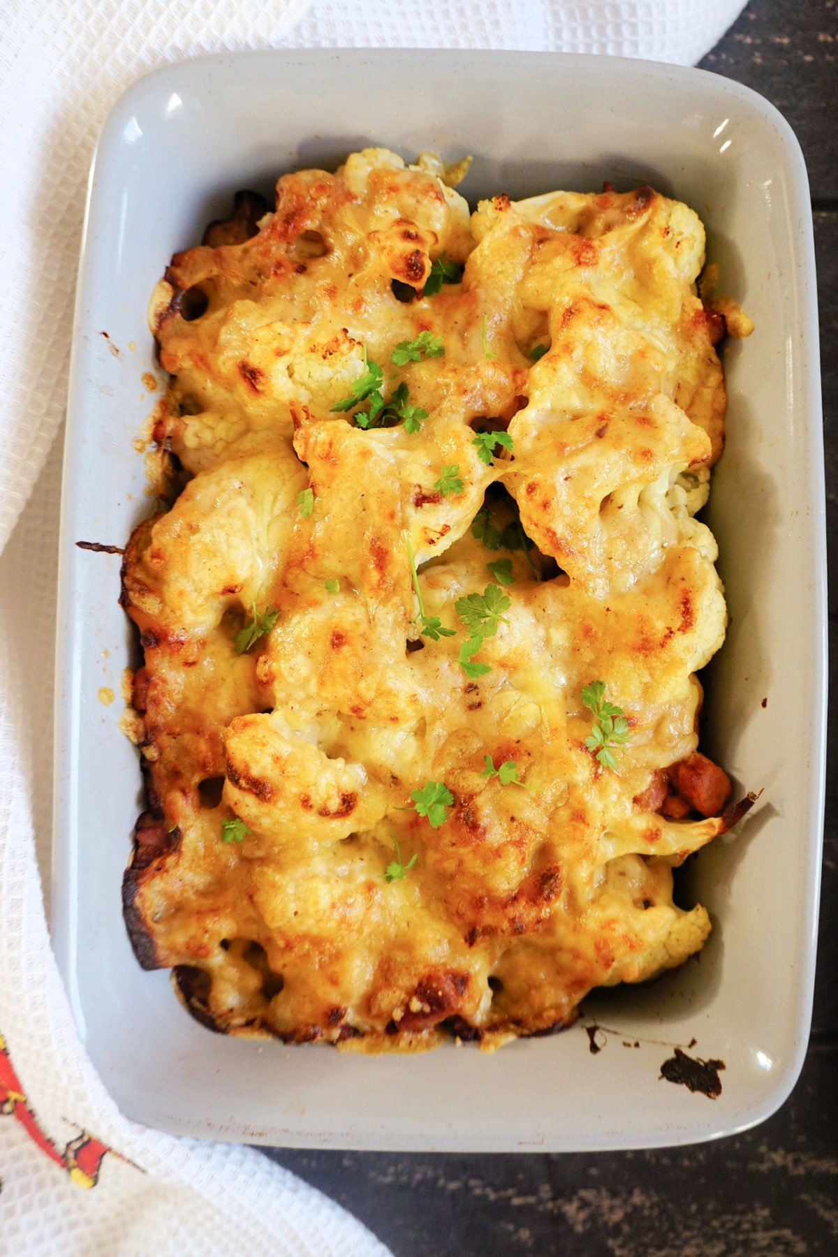 Cauliflower cheese in an oven-dish