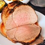 Close-up shoot of a roast beef joint carved