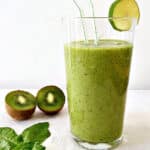 A glass of kiwi and spinach smoothie