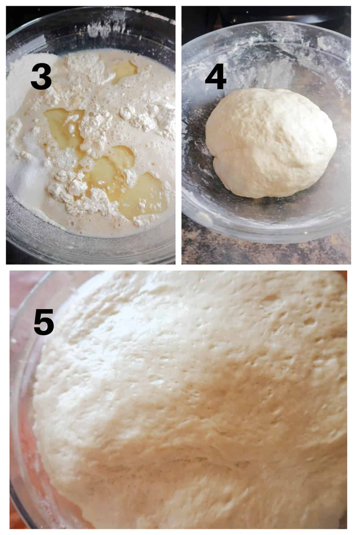 Collage of 3 pictures to show how to prove the dough.