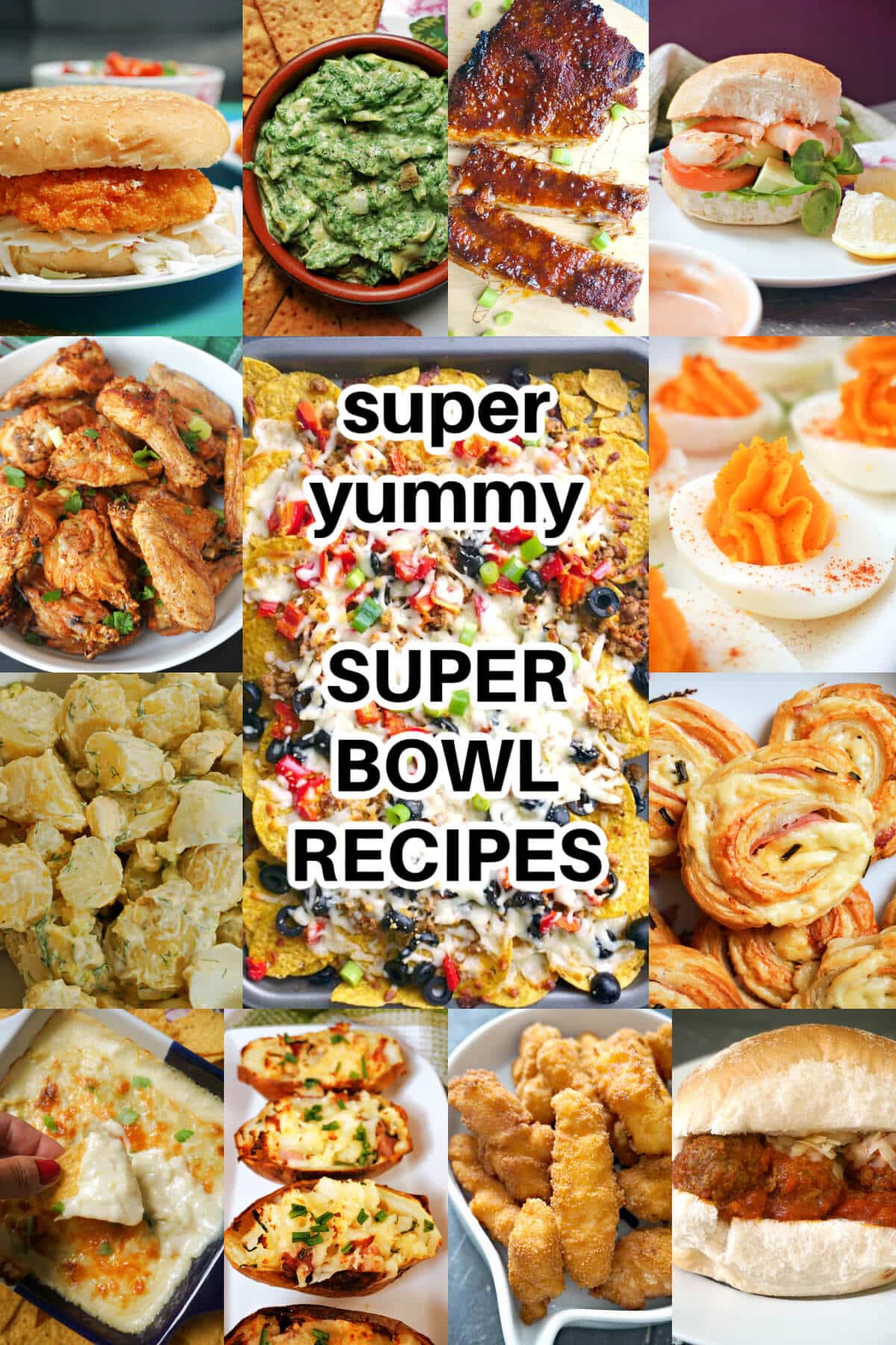 Collage of Super Bowl Recipes.