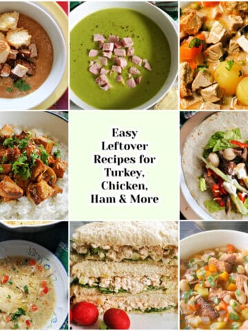 Collage of leftover recipes.