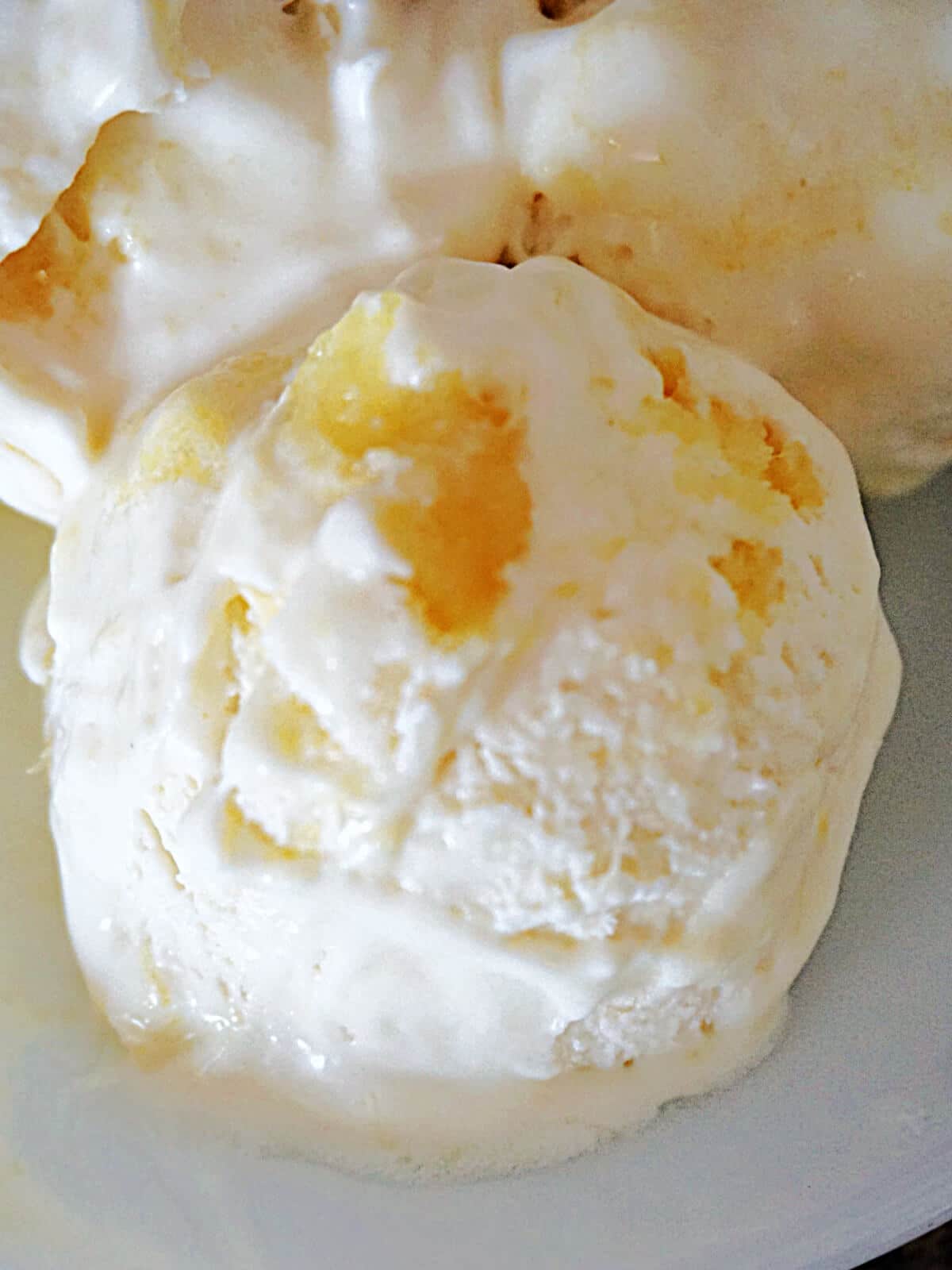Close-up shot of a scoop of ice cream.