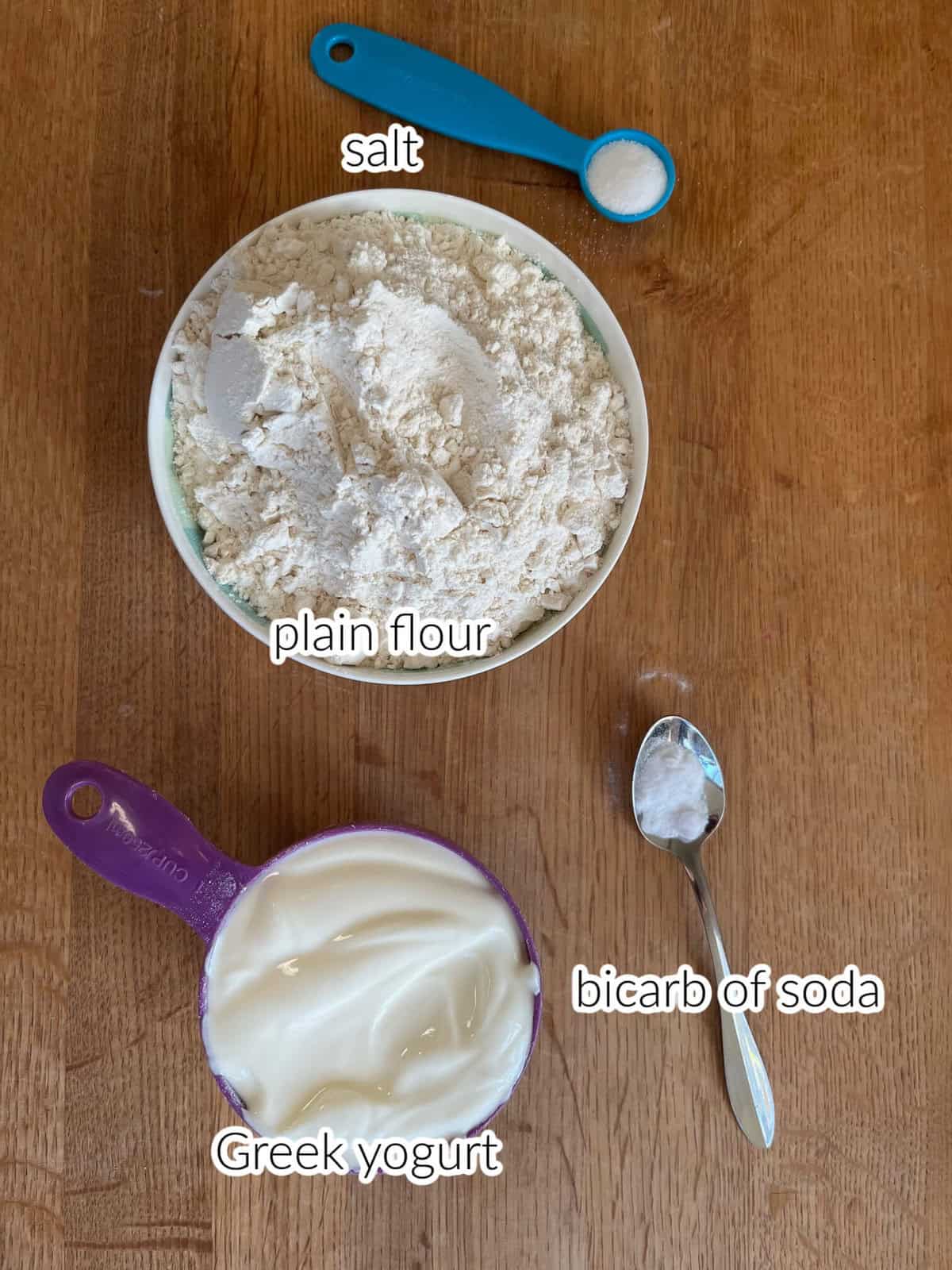 Ingredients used to make flatbread.