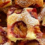 Close-up shoot of a plum cake square
