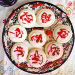 Overhead shoot of a plate with 8 halloween cookies