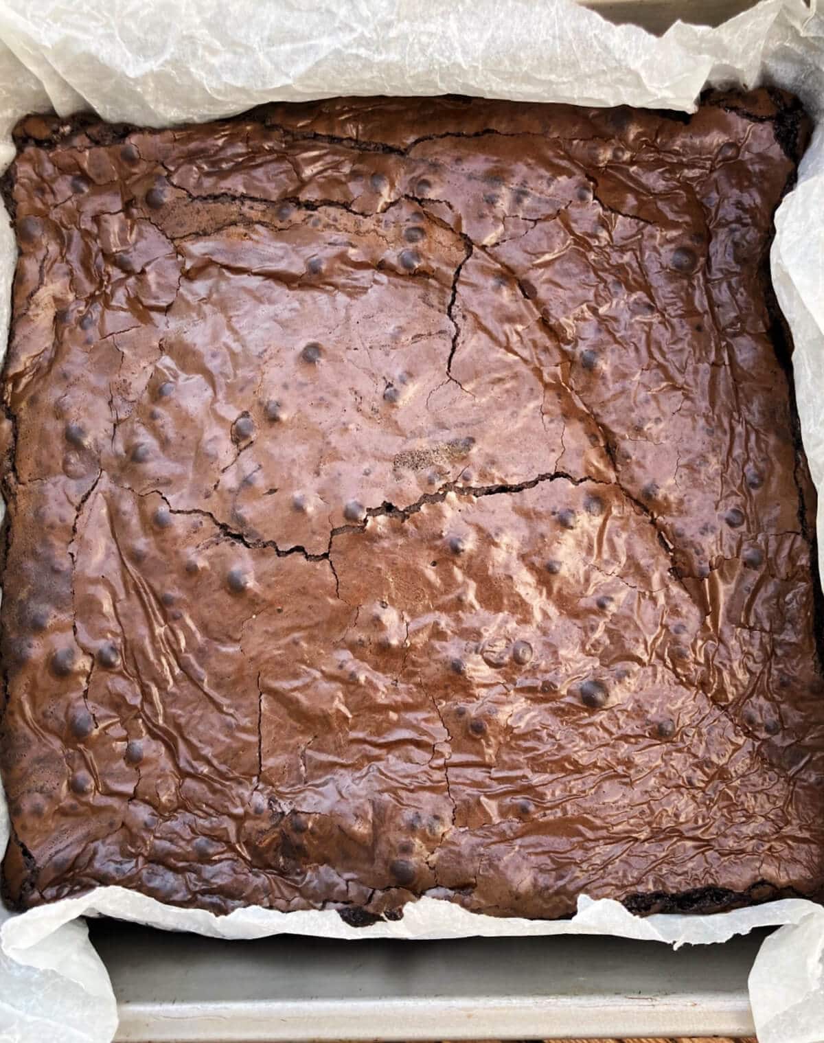 A baking tray with brownies.