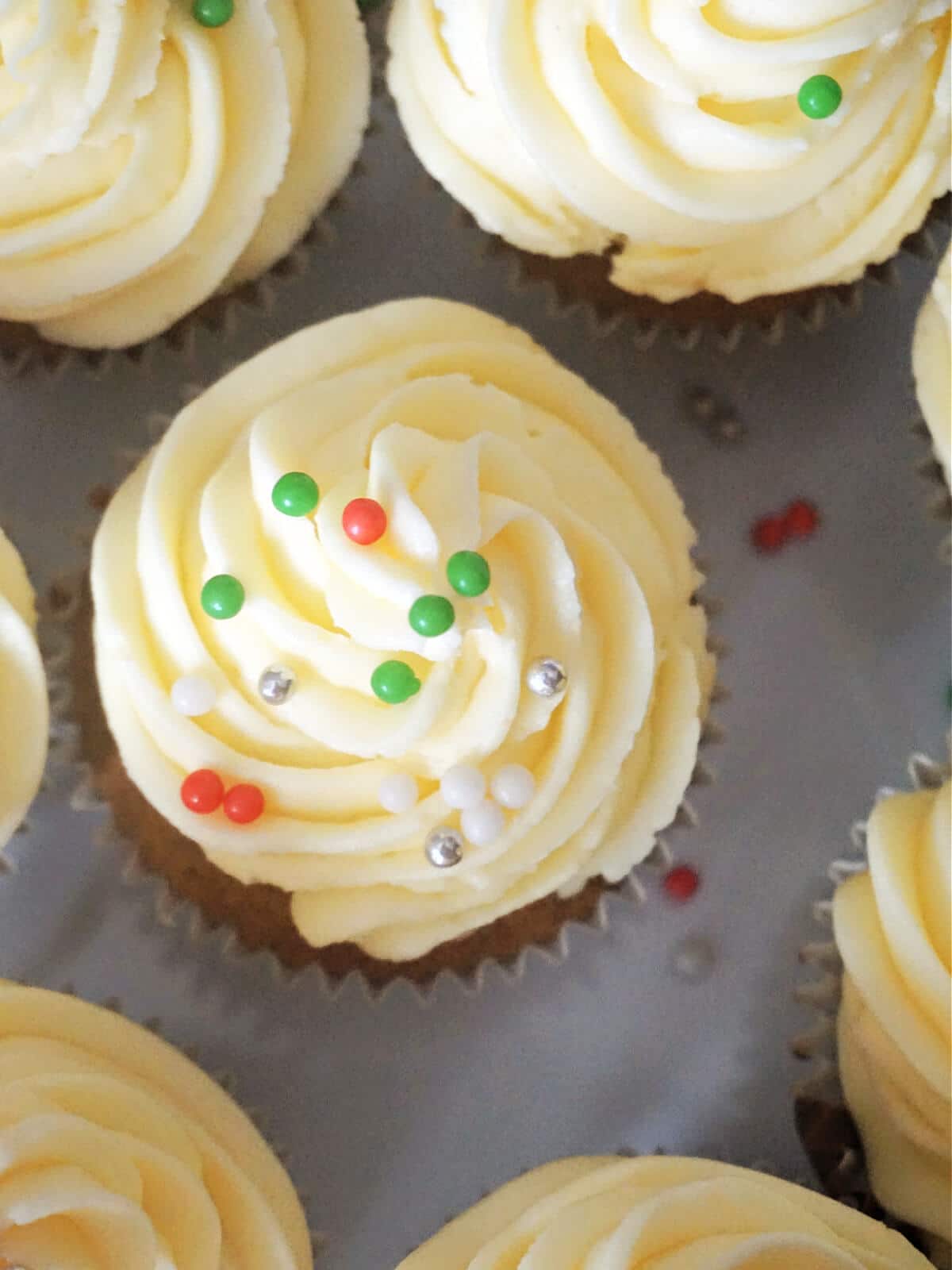 Overhead shoot of cupcakes.